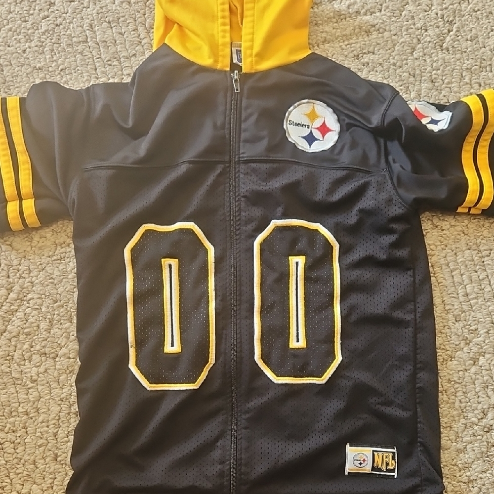 Kids Hooded Zip Up Steelers Jersey Jacket